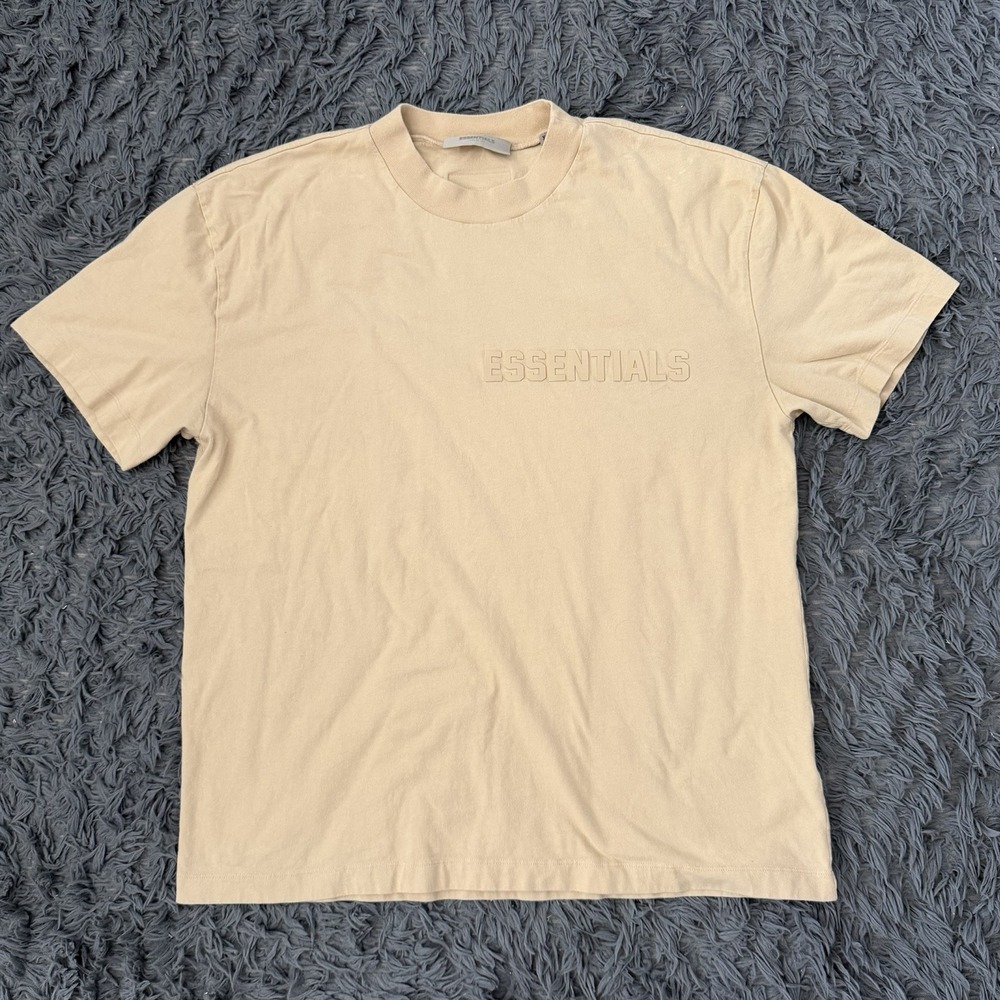 Fear of God Essentials T-Shirt Cream Beige Boxy Fit Men's Size Xl Oversized Tee
